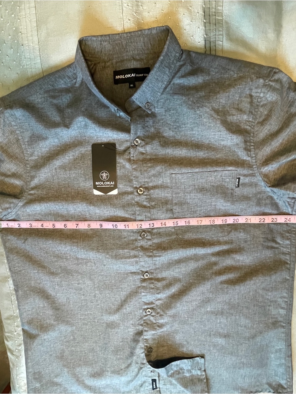 NWT Molokai Surf Co Men’s Heather Gray Short Sleeve Button-Up Shirt size XL - Picture 5 of 10